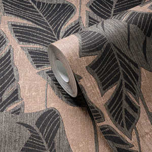 Fabriqué en Allemagne-Rouleaux de papier peint Feuilles Rose Or Noir-Vinyle non tissé-Papier peint moderne Plantes pour murs-10,05x0,53 m - Product Image 3