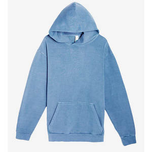 100% algodón clásico Sudadera con capucha suelta color sólido Sudadera con capucha azul Sudadera con capucha Streetwear Drop Shoulder Hoodie - Product Image 3