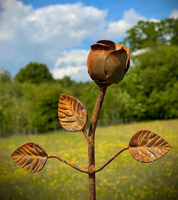 Flammé Double disque extérieur métal décor jalonné Rose fleur amour jardin Art ornement rouillé jardin Sculpture pour arrière-cour oiseau