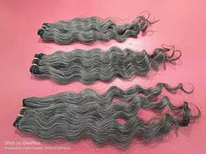 Extensiones de cabello Remy indio virgen Natural 3 paquetes trama doble Genius onda profunda estilo rizado Frontal crudo sin procesar gris a granel - Product Image 5