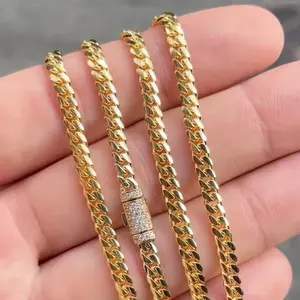 Wholesale 10K 14K 18K Solid Real Gold 8MM Cuban Link Chain Bracelet Iced Out Hip Hop Moissanite Necklace Fine Jewelry Men Women
