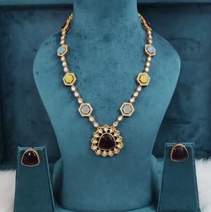 ชุดสร้อยคอโมนาลิซ่า สโตน บาส และ โพลกี้ ดีไซน์เรียบง่าย เหมาะสำหรับงานปาร์ตี้ ชุดลำลอง คุณภาพพรีเมียม - Product Image 5