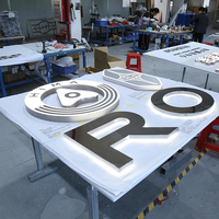 Lettres murales en métal 3D rétroéclairées en or avec logo d'entreprise personnalisé, enseigne lumineuse LED intérieure/extérieure, panneau publicitaire LED