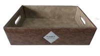 Plateau de service en cuir PU pour l'hôtellerie, vente en gros, hôtels, restaurants, certifié ISO, haute qualité, facile à nettoyer, personnalisable