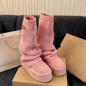 Nuevas botas de nieve de diseñador para mujer, zapatos gruesos de color rosa, calcetines largos cómodos y cálidos para mujer y tendencia de moda de algodón, Damenschuhe - Product Image 1