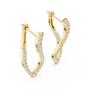 Classic and Trendy Rhodium/<b>Gold</b>-Plated Alloy <b>Hoop</b> Earrings with Round Diamond Geometric Shape for Parties and Gifts - Product Image 5