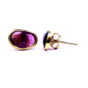 Fashionable 925 <b>Sterling</b> <b>Silver</b> Gold Plated Jewelry Tourmaline Gemstone Women Wear <b>Stud</b> Earring Set - Product Image 3