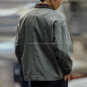 Veste en jean vintage pour homme de haute qualité avec col rabattu et fermeture éclair - Product Image 2