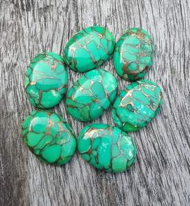 AAA + haute qualité taille personnalisée 10X14 Cabochon ovale naturel vert cuivre Turquoise pierres précieuses en vrac fabrication de bijoux - Product Image 5