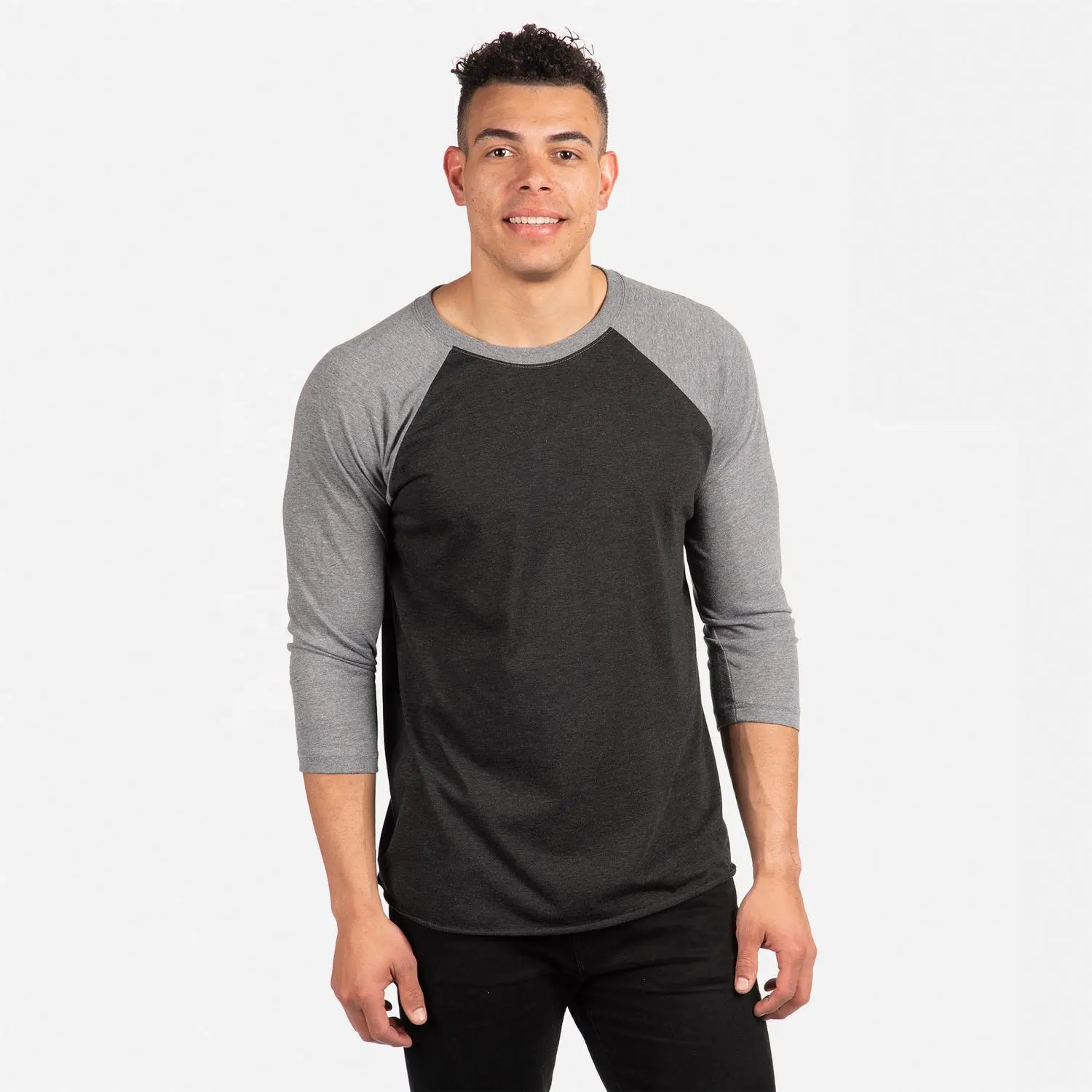 Next Level Apparel Tri-Blend Herren 3/4 Raglan Sleeve T-Shirt aus 50% Polyester, 25% Baumwolle und 25% Rayon atmungsaktiv
