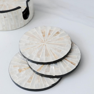 Luxury Bohemian Shell Coaster Handmade Eco-Friendly Vietnam Mother Pearl Inlay Stylish Dining <b>Drinkware</b> Protection Best Price - Product Image 2