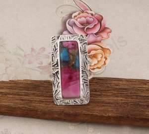 2025 Natural Rosa ostra turquesa fina eternidad boda anillo de compromiso 10x20mm rectángulo bisel ajuste Vermeil joyería fiestas - Product Image 2