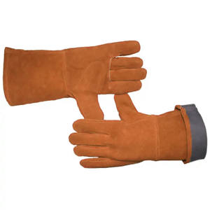 ถุงมือหนังวัวแท้สำหรับงานหนัก ถุงมือป้องกันความร้อนสำหรับงานอุตสาหกรรม เชื่อม ทำอาหาร อบ ย่าง บาร์บีคิว - Product Image 4