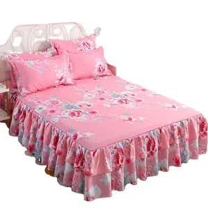 床裙套装家居床单4pcs植物图案枕套定制彩色蕾丝床铺酒店家居KB企业