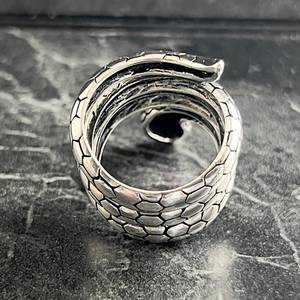 18K Gold-Plated Sterling <b>Silver</b> Gothic Animal Style <b>Adjustable</b> Wrap Snake <b>Ring</b> with Ruby Bezel Set Unisex Gift - Product Image 6