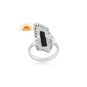 Meilleure vente en argent sterling oxydé malachite naturelle pierre précieuse bague fendue bijoux personnalisés pour les femmes cadeau pour elle - Product Image 2