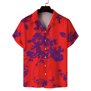 Camisa de Playa Casual de Manga Corta para Hombre, con Cuello Cubano y Estampado Tropical, de Poliéster y Algodón, Protección UV, Tejido Transpirable - Product Image 4