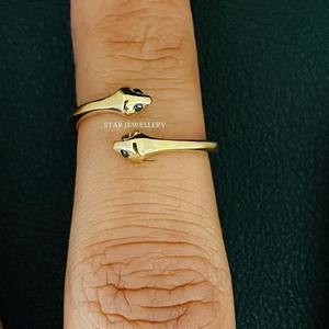 Anillo abierto de doble Serpiente antiguo de oro macizo de 14 quilates. - Product Image 4