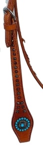 Cabecera ecuestre de cuero de calidad superior con logotipo personalizado, estilo occidental, Futurity Knott diseño elegante, equitación de Carreras de Caballos - Product Image 5