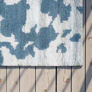 Alfombra de lana anudada a mano, diseño geométrico azul marfil |   Alfombra Moderna Hecha a Mano, Ecológica y Apta para Mascotas, para Sala de Estar - Product Image 5