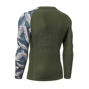 Mejor Material estilo deportivo gimnasio Fitness MMA Etiqueta Privada Spandex tela nueva llegada personalizado largo Rash Guard con bajo MOQ - Product Image 4
