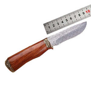 Couteau pliant gravable à manche en bois personnalisable Messer Damas Steel EDC Outdoor Camping Couteaux de poche en vrac - Product Image 4
