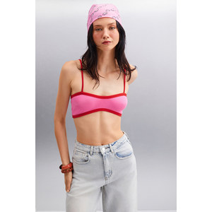 ETHIQUET ROSALINDA Bustier de tela elástica acanalada con ribetes en contraste para mujer - Product Image 4