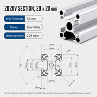 Profilé en aluminium V-Slot série 20 standard européen 20x20 pour cadre d'imprimante 3D