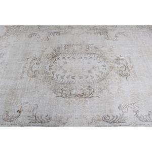 Tapis turc vintage, tapis de 6,2 x 9,8 pieds, tapis en laine blanc gris à pois - Product Image 5