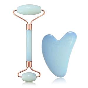 Wholesale Natural Stone Head Neck SPA <b>Massager</b> Jade Facial Massage Roller and Guasha Set Jade Roller Gua Sha - Product Image 1