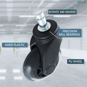 3 Inch Office Chair <b>Casters</b> PU <b>Wheel</b> 7/16" X 7/8"(11x22MM) Universal Fit Stem - Product Image 3