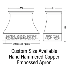Tùy chỉnh tay Búa đồng phạm vi mui xe với dập nổi Tạp dề | sang trọng biệt thự nhà bếp treo tường thiết kế kim loại mui xe - Product Image 6