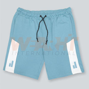 Pantalones cortos de entrenamiento de gimnasio de cintura media de mezcla de algodón transpirable de calle alta personalizados para hombre patrón sólido con cordón elástico servicio OEM - Product Image 1