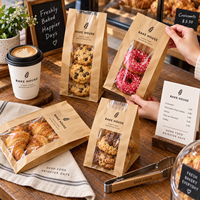 Sacs en papier personnalisés AT PACK pour boulangerie avec fenêtre |   Sacs à biscuits en kraft et emballages pour pâtisseries pour boulangeries, cafés et commerces à emporter
