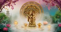 Radha-Krishna Statue Design Moderne En Laiton Massif Maison Temple Bureau Table Boutique Puja Étagère Hindou Religieux Cadeau