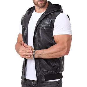 Chaleco de cuero Vintage para hombre, chaqueta con cremallera, chaleco Hipster clásico con capucha, chaqueta sin mangas, chalecos de nuevo estilo hechos a medida de alta calidad - Product Image 2