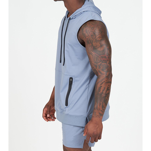Vêtements de rue Gym Pull à capuche sans manches Veste à capuche pour hommes Vêtements décontractés Sweats à capuche Logo personnalisé Design - Product Image 3