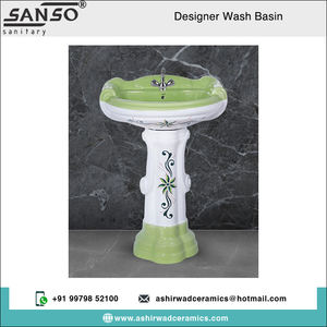Lavabo ovale en céramique de piédestal de concepteur le plus vendu qualité optimale pour la salle de bains au prix minimal pour des acheteurs en vrac - Product Image 2