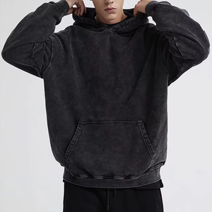 Sweat à capuche lavé à l'acide de qualité supérieure pull surdimensionné pour hommes Vintage avec lavage à l'acide logo personnalisé coton épais French Terry - Product Image 2