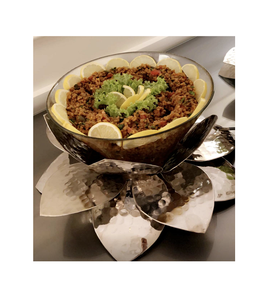 Bol à chocolat de forme ronde Lotus Design bol à chocolat en acier inoxydable martelé et en verre de qualité supérieure - Product Image 1