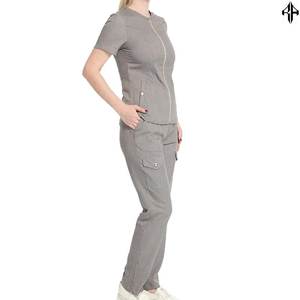 Uniforme médico suave al por mayor ajuste perfecto uniforme médico personalizado manga corta Hospital cremallera uniformes conjuntos para mujer - Product Image 4