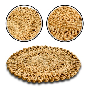Mantel individual de yute trenzado a mano de 15 pulgadas listo para enviar con borde en bucle respetuoso con el medio ambiente resistente al calor al por mayor - Product Image 4