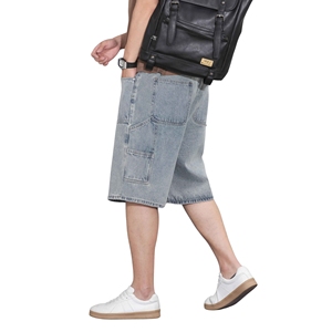 Men's Big Tall Summer <b>Denim</b> Shorts 100% Cotton <b>Stretch</b> Elastic Casual Over size Relaxed Fit Blue/Black Workwear for Outdoor - Product Image 5
