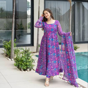 Salwar Kameez en organza tout neuf pour femmes, vêtements de fête, design réversible, style indien et pakistanais, micro-coton intérieur, toutes saisons - Product Image 1