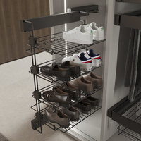 Emuca España - Zapatero Lateral Extraíble de Acero y Titanio con Acabado Cuarzo para Armarios y Vestidores, Modelo 6938552
