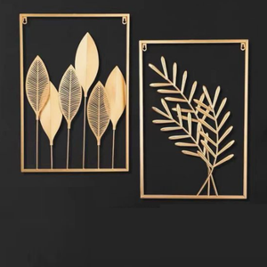 Marco de Metal de hoja dorada, decoración de arte de pared moderna, marco de dormitorio y sala de estar, arte de pared colgante, decoración de pared del hogar - Product Image 1