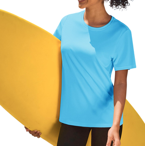 Ropa deportiva de gimnasio de entrenamiento de color personalizado y transpirable al tacto ultrasuave, la mejor camiseta de tela de poliéster para mujer - Product Image 4