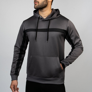 Sudadera con capucha personalizable con cordones térmicos de algodón 100% de calidad de lujo con Panel negro elegante de lana de carbón para hombre de invierno - Product Image 5