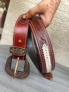 Ceinture en cuir de vachette véritable pour hommes gravée à boucle ardillon décontractée Offre Spéciale de haute qualité - Product Image 3