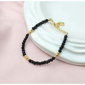 18K Gold Plated <b>Beaded</b> <b>Bracelet</b> Garnet Opal Amethyst Black Spinel Heart Shape Number Ball Pattern Zinc Alloy Main Stone for Gift - Product Image 2